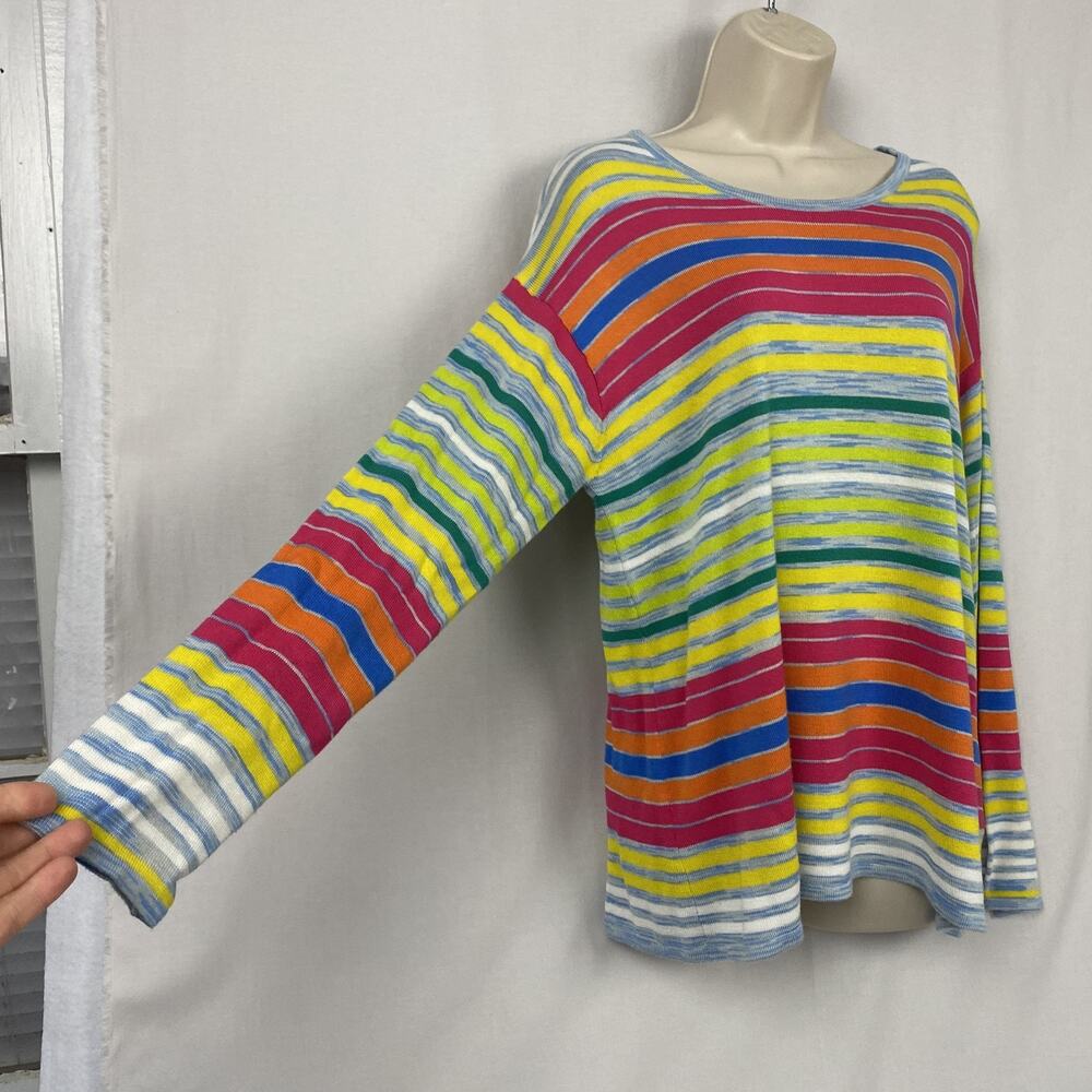 Soft Surroundings Sweater Womens Petite Large Rainbow Stripe Boat Neck Knit - Picture 4 of 10